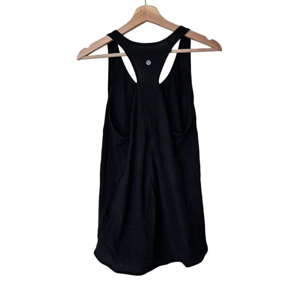 Lululemon 6 Just Pleat It Tank Black Pleated Mesh Back Panel Active